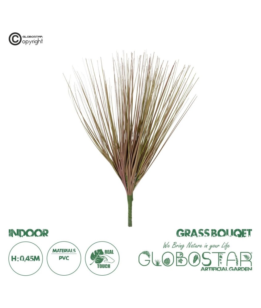 GloboStar® Artificial Garden BEIGE GRASS BOUQUET 21157 Τεχνητό Διακοσμητικό Μπουκέτο Grass Γκρι Y45cm